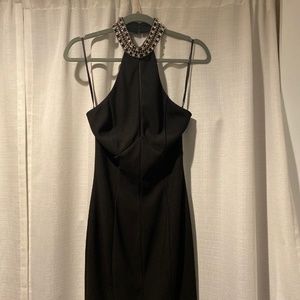 Jeweled Choker Style Backless Cocktail Dress